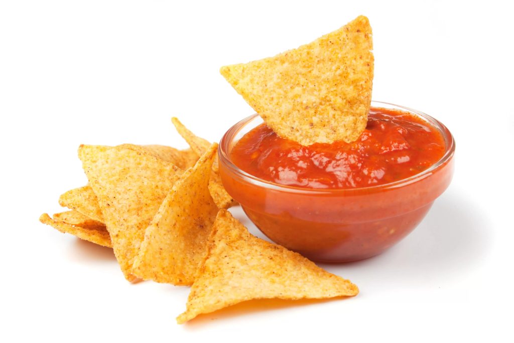 Nacho corn chips with fresh salsa