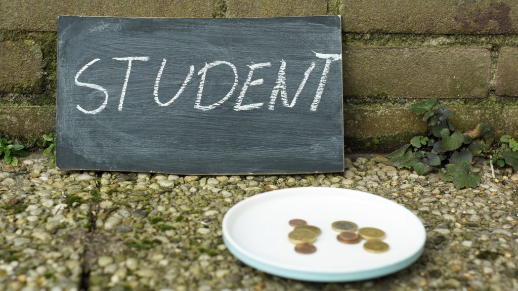 Poor student is begging