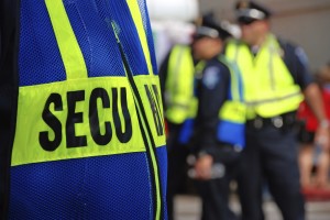 Securities at an outdoor event.