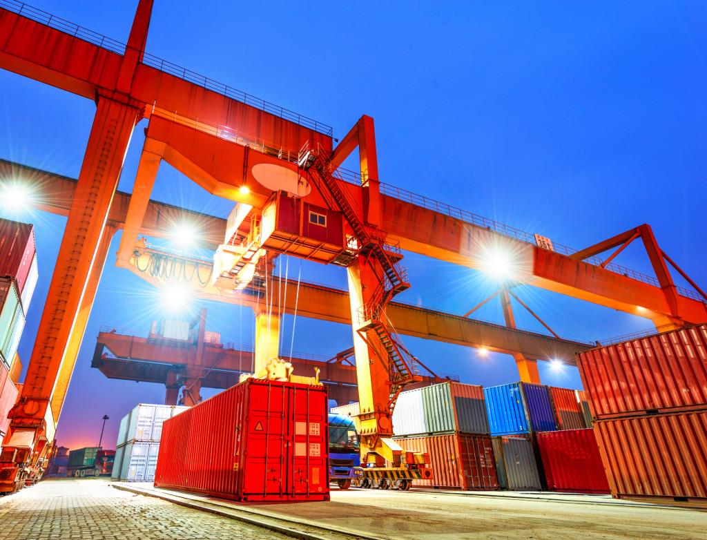 industrial port with containers