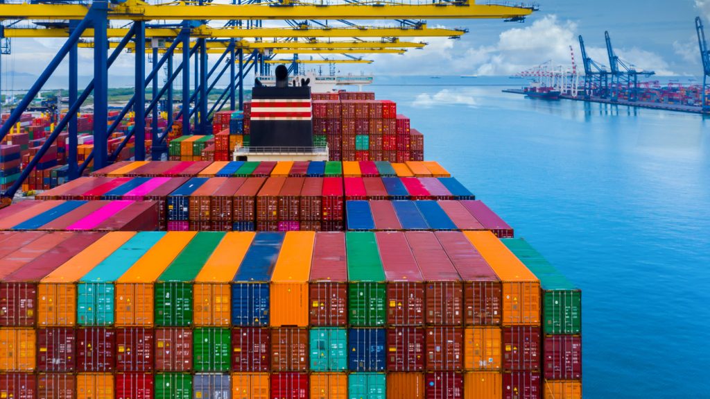 Many shipping containers transported