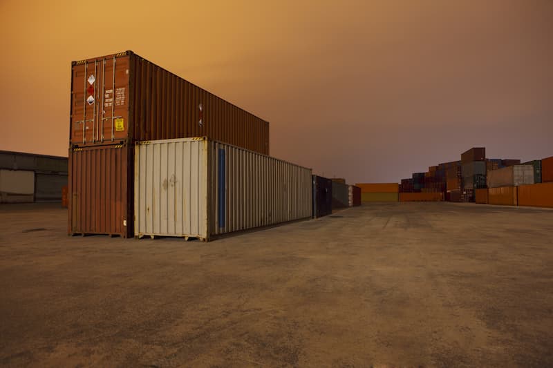 empty shipping container yard