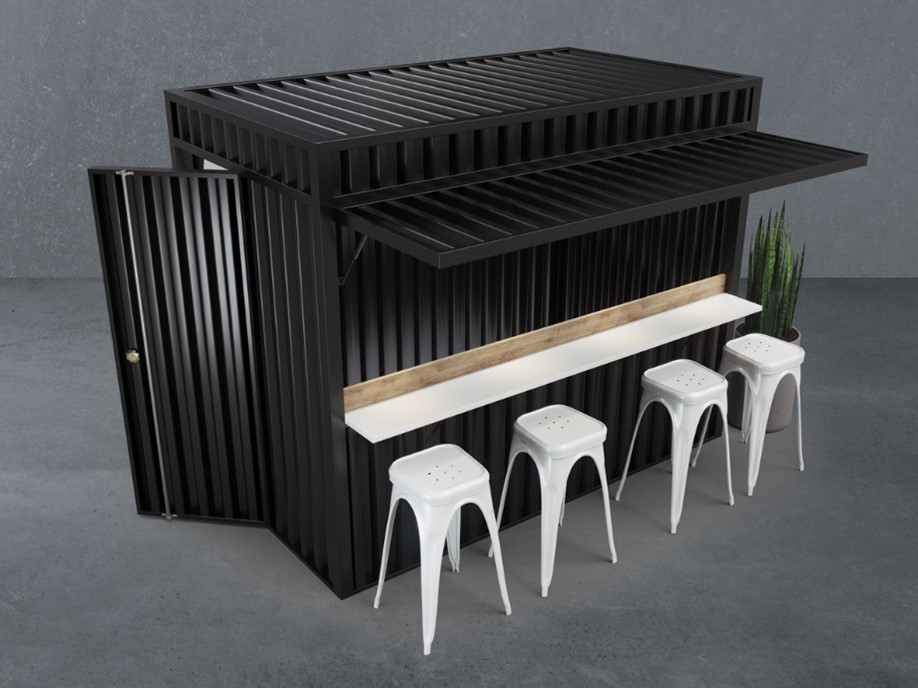 shipping container turned into bar concept